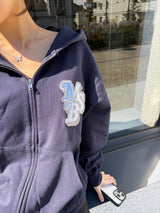 back logo appliqué zip hoodie