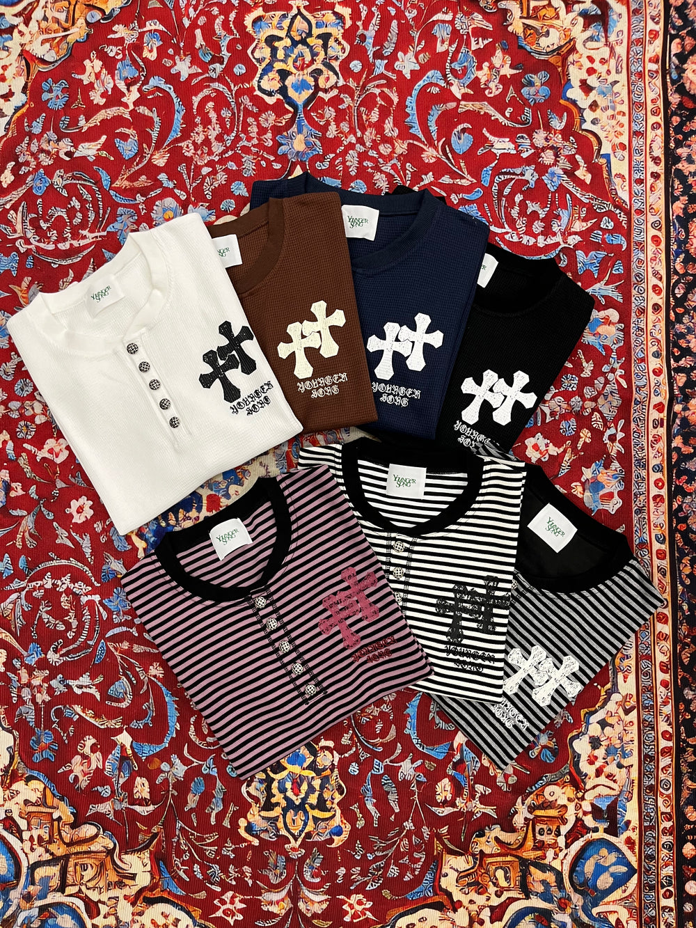 Double cross logo waffle henry S/S tee – YZ