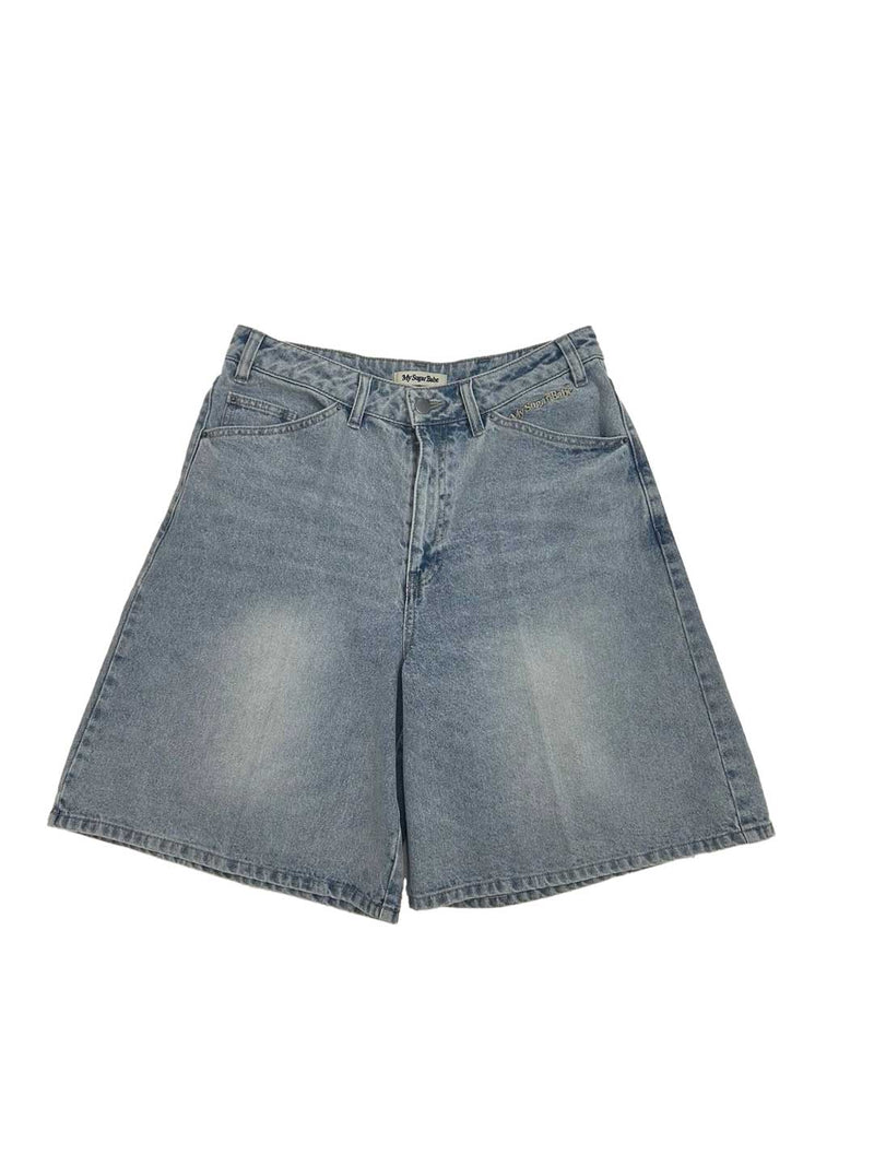 flare denim shorts