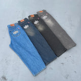 King Logo Wide Tuck Denim Pants