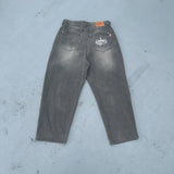 King Logo Wide Tuck Denim Pants