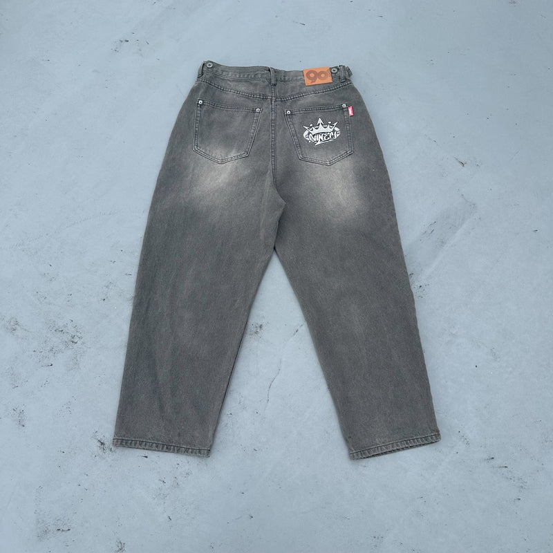 King Logo Wide TUCK DENIM PANTS