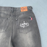 King Logo Wide Tuck Denim Pants