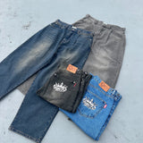 King Logo Wide TUCK DENIM PANTS