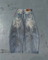 King Logo Slub Denim Buggy Pants