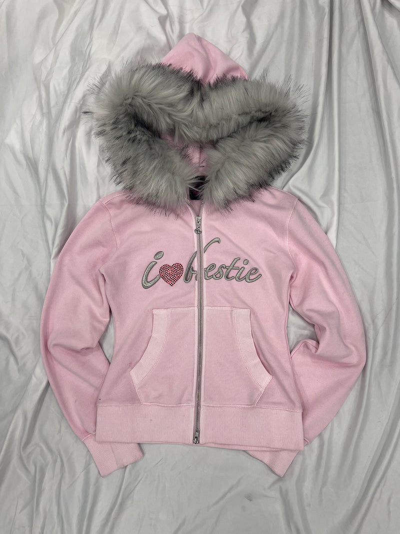 I Love Bestie Fur Zip Hoodie – YZ