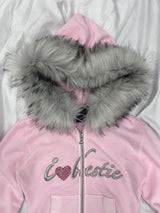 我愛最好的朋友毛絨拉鍊連帽衫 