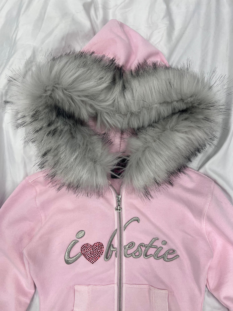 I Love Bestie Fur Zip Hoodie – YZ