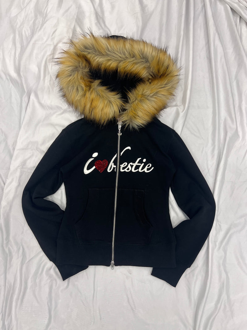 I Love Bestie Fur Zip Hoodie – YZ I Love Bestie Fur Zip Hoodie – YZ