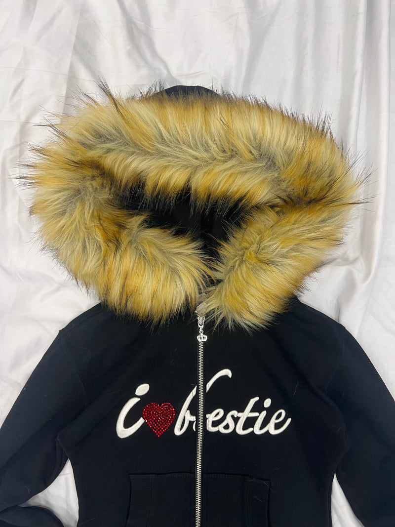 I Love Bestie Fur Zip Hoodie – YZ
