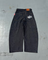 King Logo Slub Denim Buggy Pants
