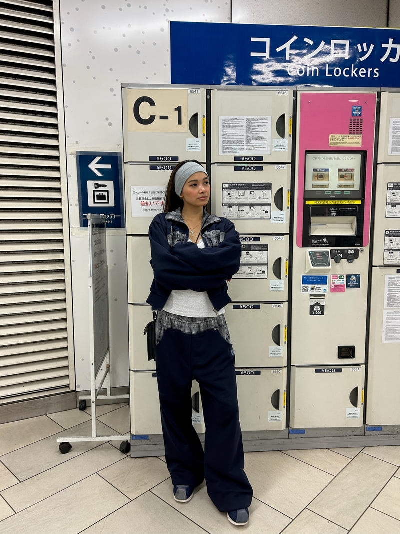 check switching sweat pants