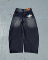 King Logo Slub Denim Buggy Pants