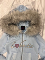 我愛最好的朋友毛絨拉鍊連帽衫 