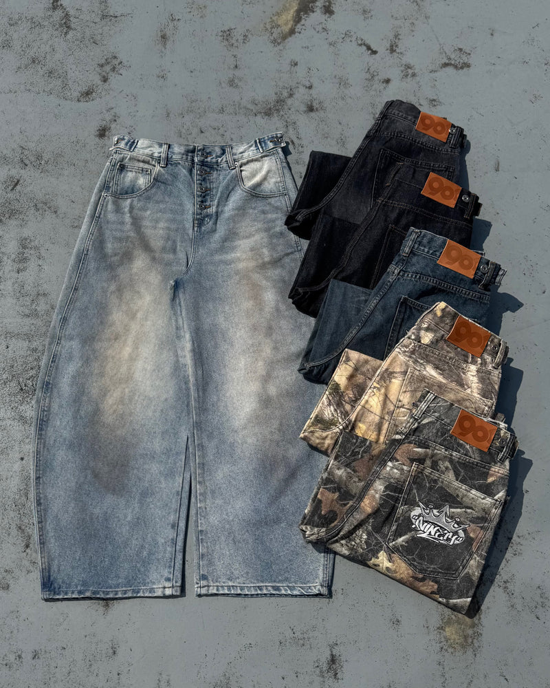 King Logo Slub Denim Buggy Pants – YZ