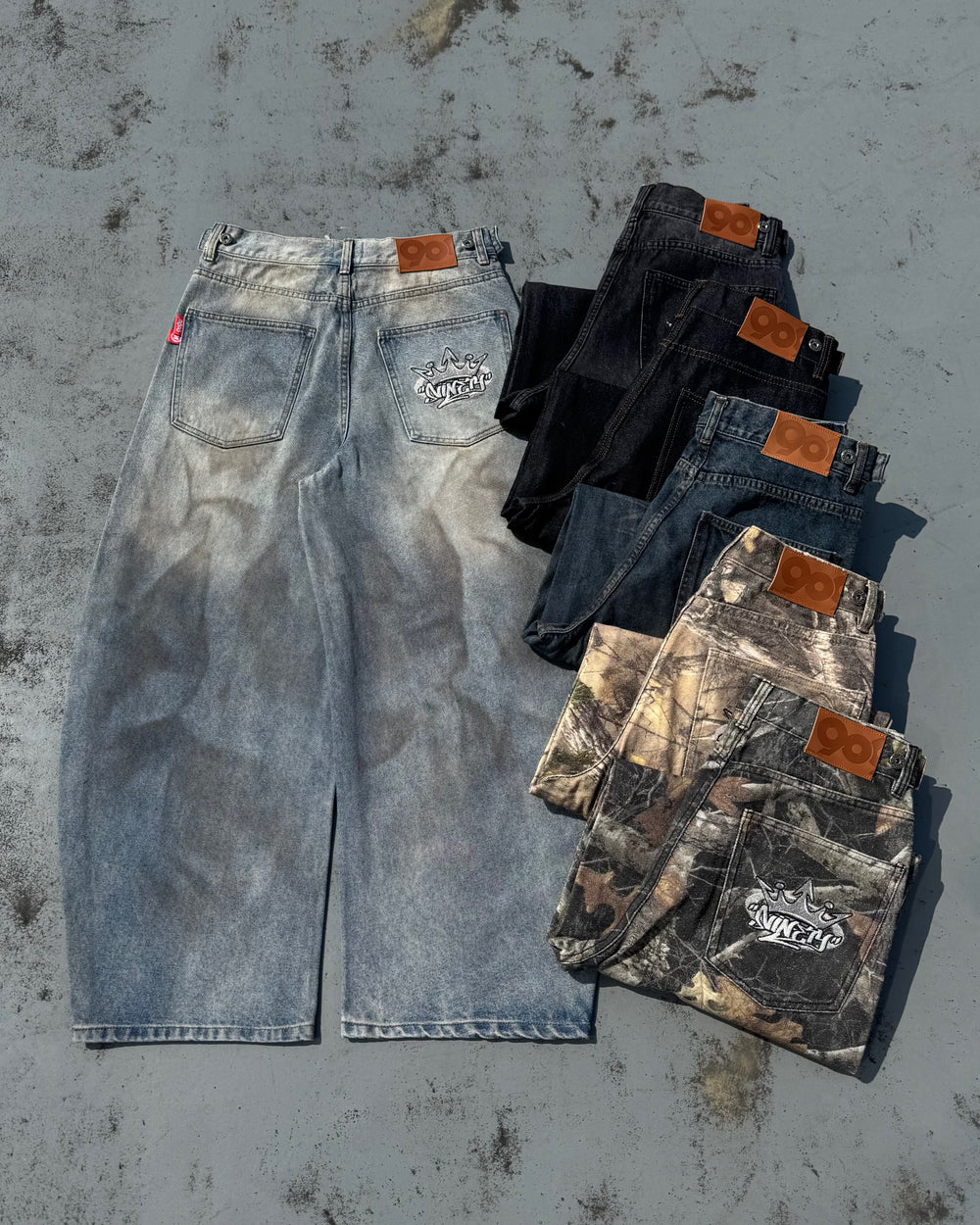King Logo Slub Denim Buggy Pants – YZ
