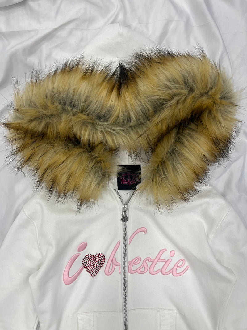 【新品】I Love Bestie Fur Zip Hoodie M 水色 I Love Bestie Fur Zip Hoodie – YZ