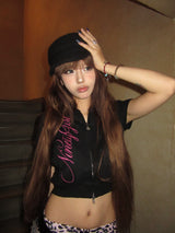 Ninety Girl Short Sleeve Zip Hoodie 