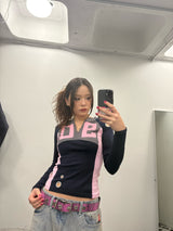 V領修身號碼T恤 