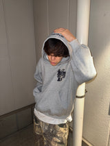 라인 스톤 아플리케 후드티 