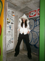 Y2k 毛绒拉链连帽衫 