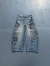 Tribal Logo Slub Denim Baggy Pants
