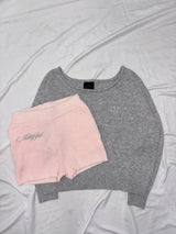 針織一字肩上衣 