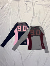 V領修身號碼T恤 