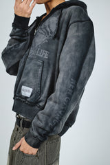 Grunge graphic zip hoodie