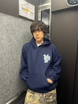 라인 스톤 아플리케 후드티 