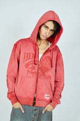 Grunge graphic zip hoodie