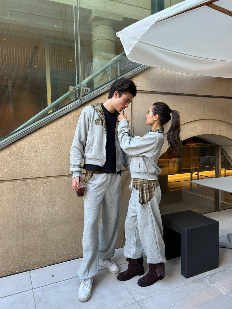 check switching sweat pants