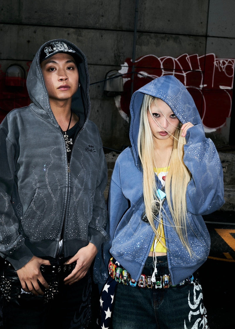 ブランド公式サイトでのお買い物 9090 Bullet Logo Rhinestone Zip 