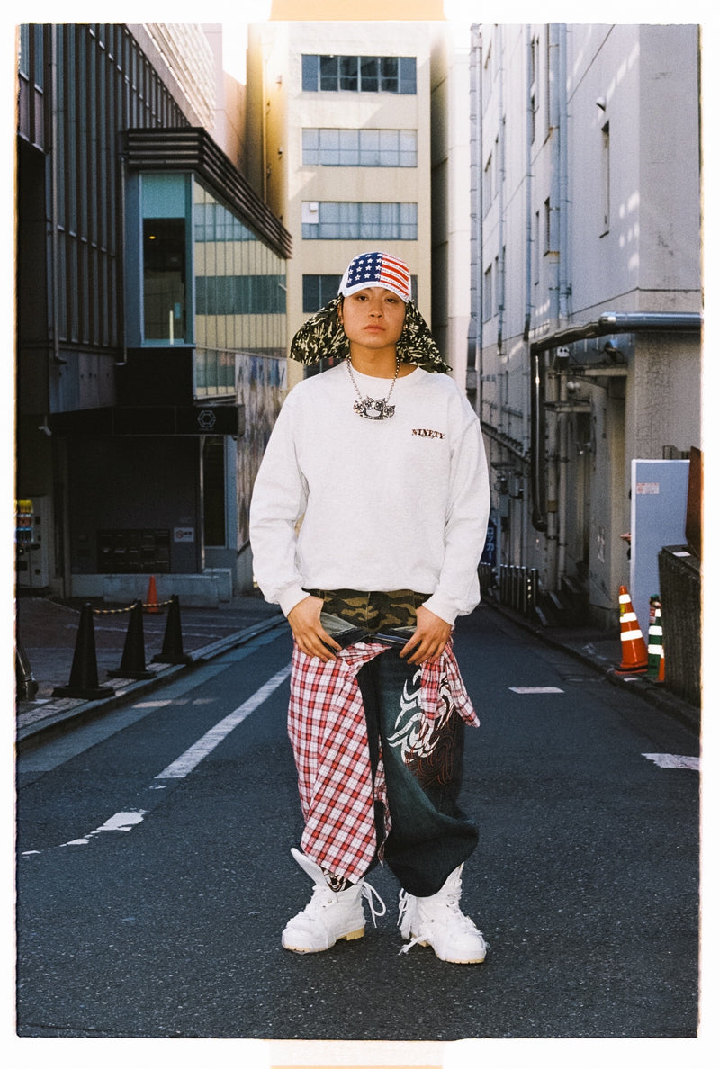 Tribal Logo Slub Denim Baggy Pants – YZ