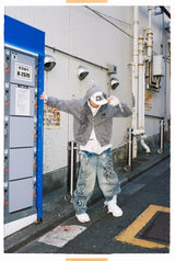 Tribal Logo Slub Denim Baggy Pants