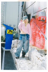 Tribal Logo Slub Denim Baggy Pants