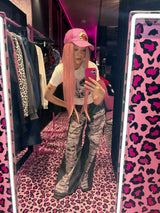 Distressed Print Straight Pants 