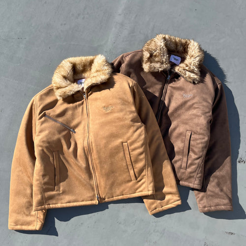 Suede far blouson