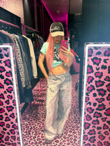 Distressed Print Straight Pants 