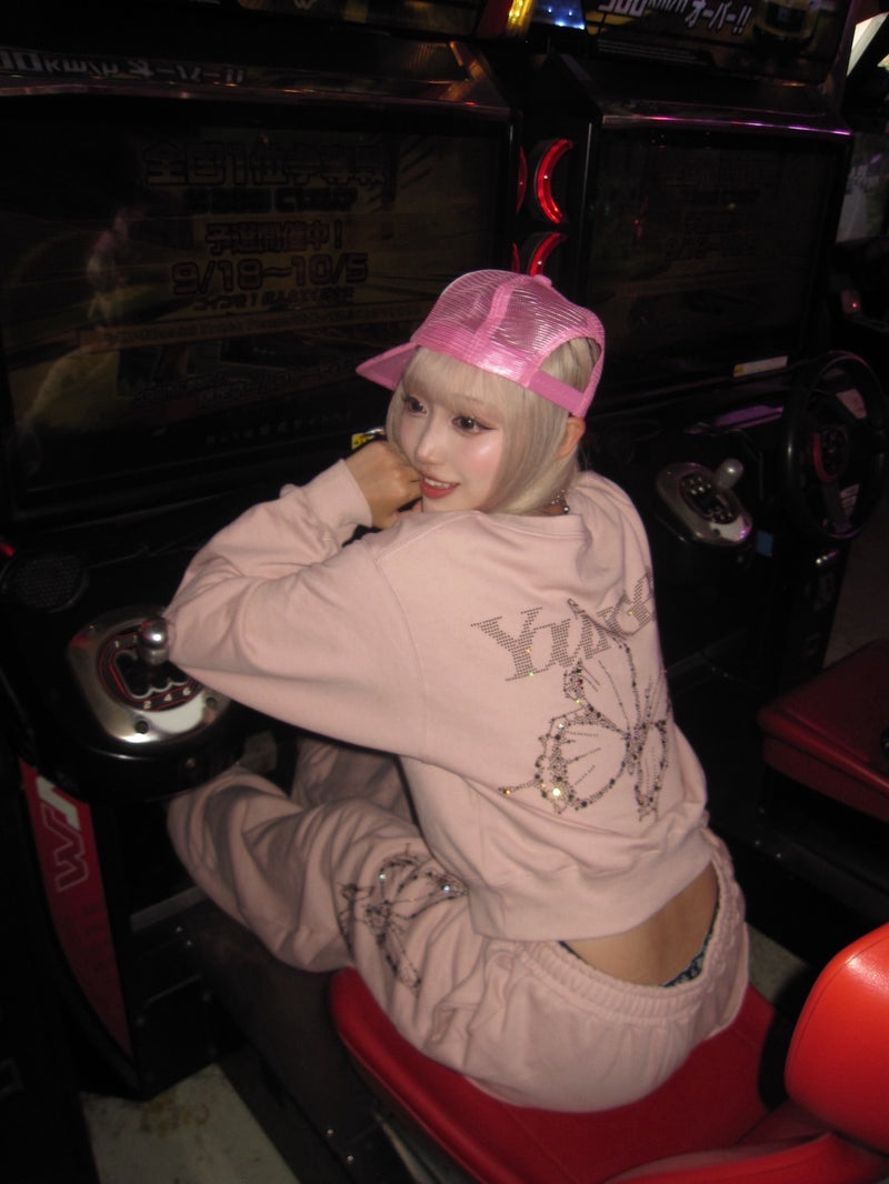 Butterfly logo rhinestone rich sweat