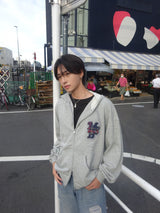 Assort appliqué  zip hoodie