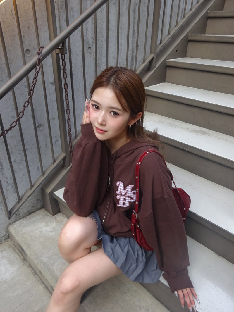 Assort appliqué  zip hoodie