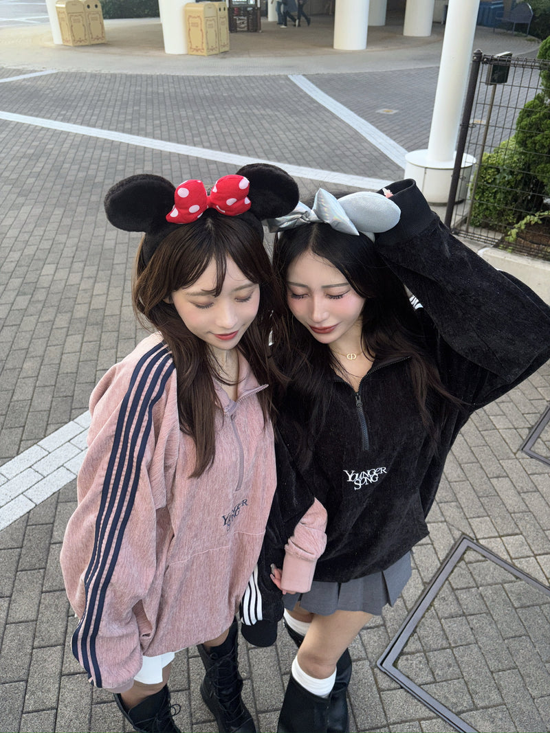 Velours lamé half zip track jacket