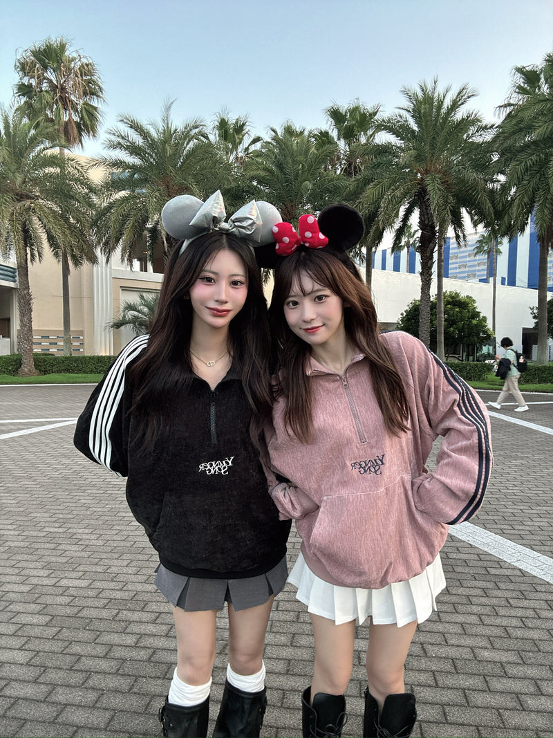 Velours lamé half zip track jacket