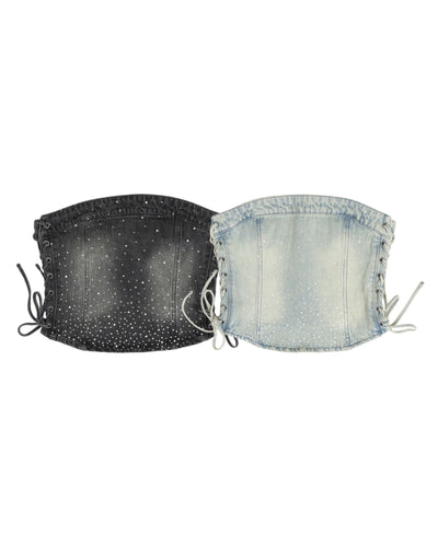 Shiny denim bustier 