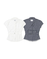 Back belt short-sleeved shirt