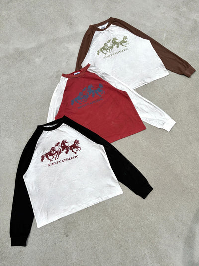 90 Horseshoe Logo Raglan L/S Tee