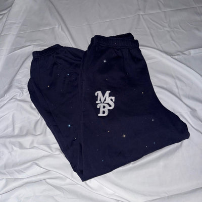 line stone glitter sweat pants 