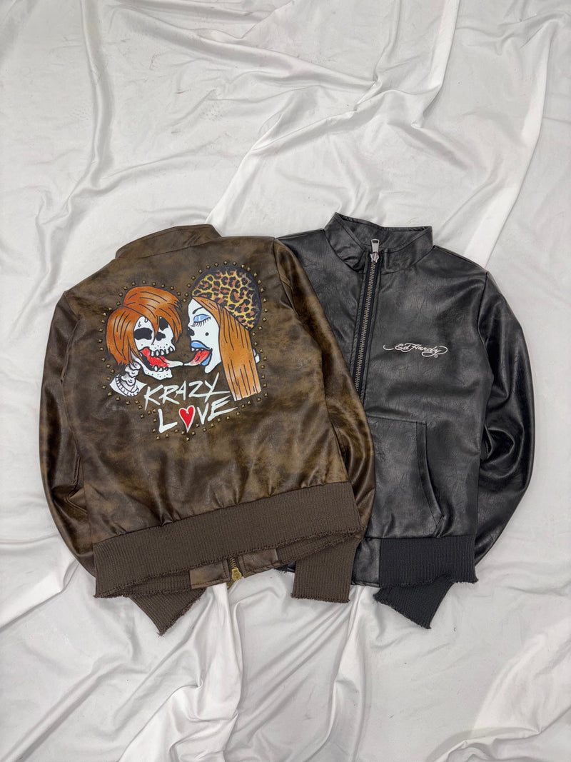 ×Ed Hardy 假皮夹克 