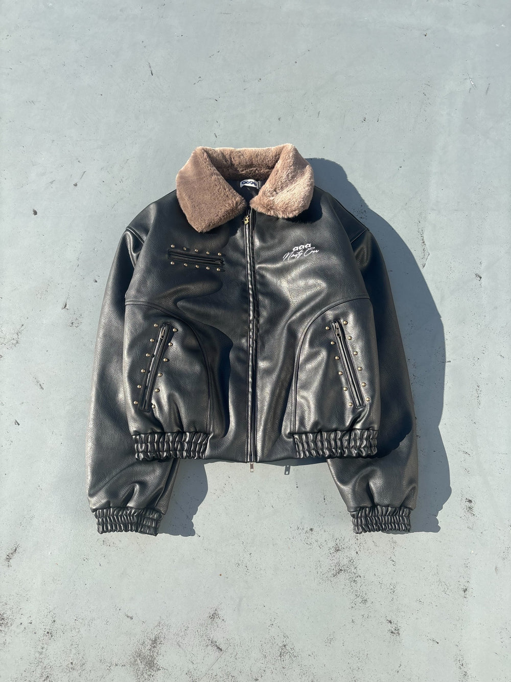 Synthetic Leather Fur Collar Blouson – YZ